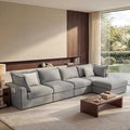 158'' Sectional Couch L-Shape Down Filled Comfy Modular Sectional Sofa with Deep Seat Modular Couch 4 Seater with 4 Pillows &amp 1 Storage Ottoman for Living Room Cover Washable Grey
