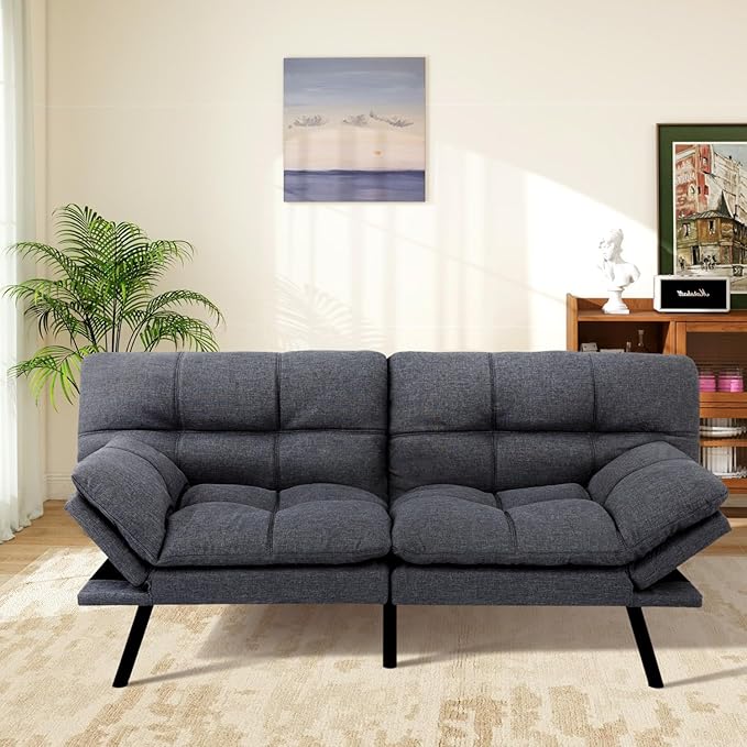 MUUEGM Futon Sofa Bed Loveseat Memory Foam Modern Office Couch Sleeper Bed Convertible Love seat Sofa for Small SpacesApartmentOffice with Adjustable Armrest Backrest