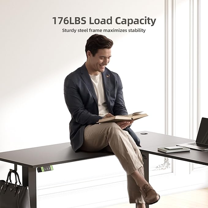 Seang L Shaped Standing Desk Height Adjustable Corner Workstation Memory Height Adjustment Sit Stand Up Desk with Dual Motors Ideal for Home Office &amp Gaming Black