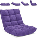 Moccha 14-Position Floor Chair Folding Sofa Chair with Back Support Memory Foam Floor Gaming Chairs for Adults Adjustable Padded Couch Recliner Sleeper Bed for Reading Meditating Purple