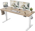 TIQLAB 63 x 24 Inch Electric Standing Desk Sit to Stand Up Work Home Office Table for Study Writing and Games Splice Board Maple