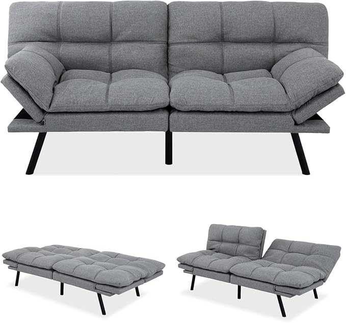 MUUEGM Futon Sofa Bed Memory Foam Futons Modern Office Couch Sleeper Bed Convertible Love seat Sofa for Small SpacesApartmentOffice with Adjustable Armrest Backrest