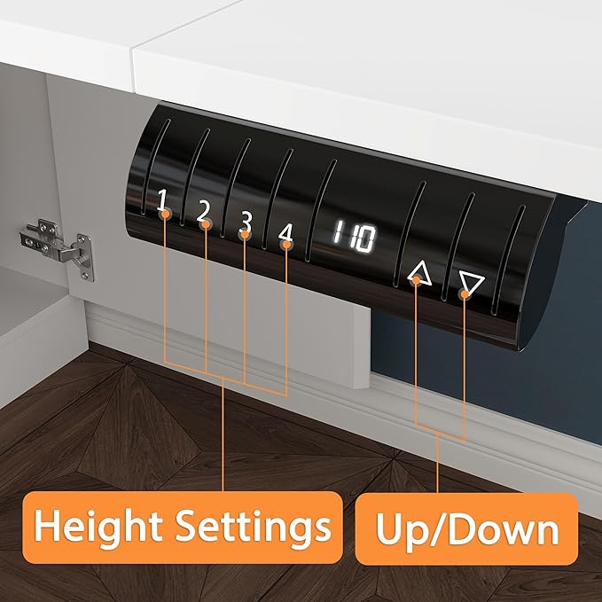 Lovinouse Large White Electric Adjustable Standing Desk Reversible L Shaped Office Work Desk with Storage Drawers Adjustable Height and Shelves Rising Study Computer Table for Home Office Bedroom