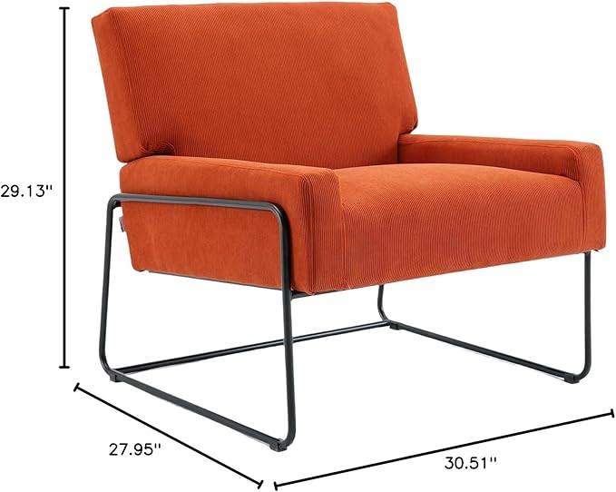 Accent Chair - Modern Industrial Slant Armchair with Metal Frame - Premium High Density Soft Single Chair for Living Room Bedroom