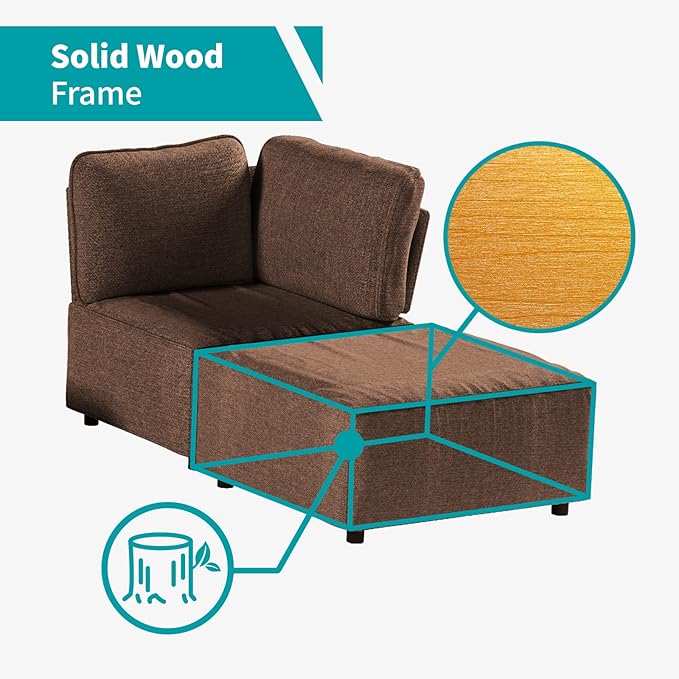 BALUS 120 Sectional Sofa for Living RoomU Shaped Modular Sofa Couch with Ottoman 6-Seat Oversized Sleeper Sofas Deep Seat for Apartment Home OfficeLinen Fabric Brown