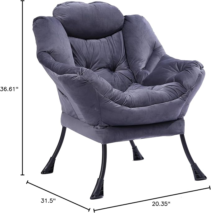 Living Room Chairs with UpholsteredReading Chairs for AdultsModern Accent Chairs for Living RoomLounge Sofa Rocking Chair IndoorSingle Sofa Chair with Armrests &amp Side PocketDark Gray
