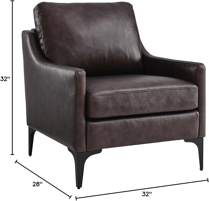 Modway EEI-6022-BRN Corland Leather Armchair Brown