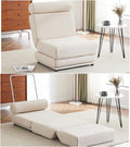 Single Sofa Chair Foldable Single Sofa Bed with PillowPortable Foldable Sofa BedLeisure Sofa ChairEasy to StoreMade of Breathable and Wearable Linen Cream White