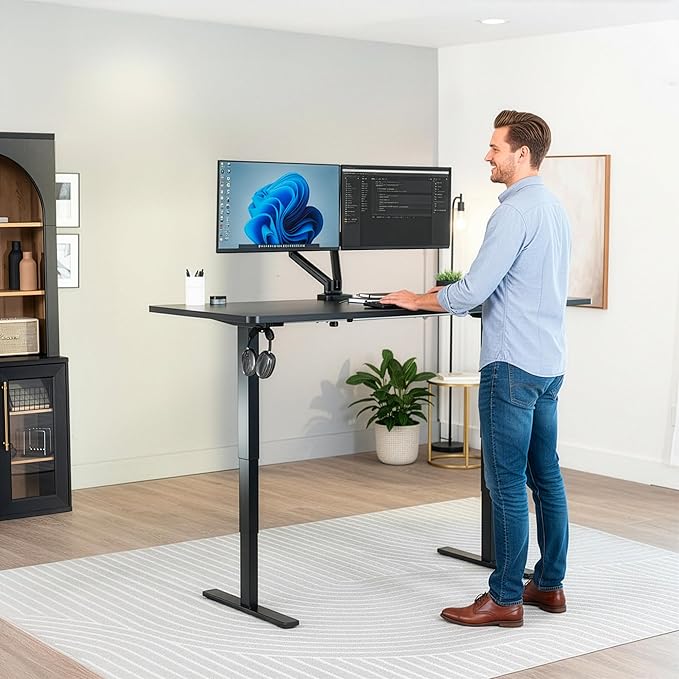 VIVO Electric 71 x 30 in Standing Desk Touch Screen Adjustment 220 lb Frame Support 2E Series Black Top Black Frame DESK-KIT-2E71B