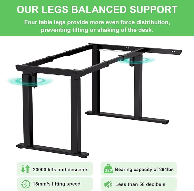 X-Win 63 Inches L-Shaped Electric Standing Desk Dual Motor Height Adjustable Stand Up Corner Desk Sit to Stand Workstation Carbon Fiber Top