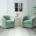 HULALA HOME Swivel Accent Chair with Gold Metal Base Set of 2 Contemporary Velvet Curved Swivel Barrel Chair Upholstered Club Armchair Leisure Single Sofa for Living Room Nursery Bedroom(SAGE)