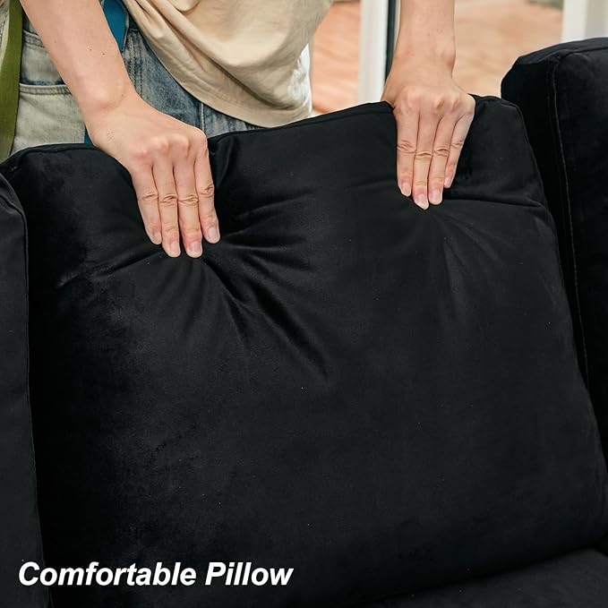 Belffin Velvet Middle Single Module Seat for Modular Sectional Sofa Armrest Module for Sectional Sleeper Sofa Bed Black