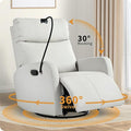 Swivel Rocker Recliner Chair for Nursery Upholstered 360° Leather-air Glider Rocking Chair with Phone Holder Manual Small Recliners for Small Spaces Living Room