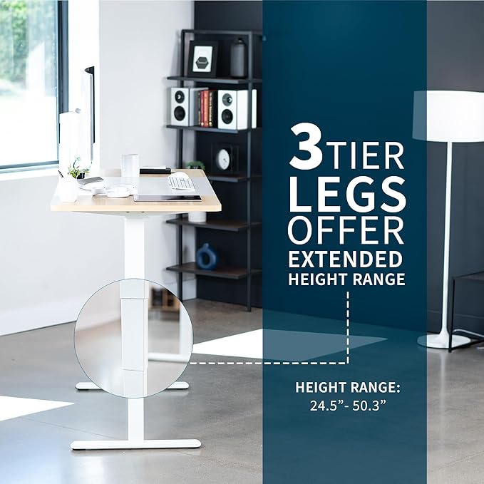 VIVO Electric 71 x 30 in Dual Motor Sit Stand Desk Memory Height Adjustment 2B Series White and Light Wood Top White Frame DESK-KIT-2W7WC