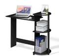 Furinno COMPACT Desk 28.5 Wide Gaming Desk with Shelves Computer Desk with Book Shelf Office Desk for Home Office Study Room Dorm Bedroom Americano