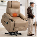 Brage Living Power Lift Recliner Chair for Elderly with Massage &amp Heat PU Leather Electric Recliner with 160° Adjustable Recline Stand Assist Remote Control Cup Holders &amp Side Pockets (Bro