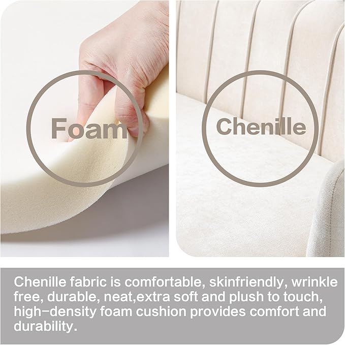 Chifee &amp Vingol Upholstered Small Loveseat for Small Space with Golden LegsBeige