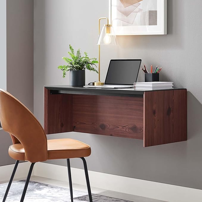 Modway EEI-6206-BLK-CHE Kinetic 38 Wall-Mount Office Desk Black Cherry