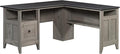 Sauder August Hill L-Shaped Home Office Desk Farmhouse Corner Desk with File Drawer Cable Management Mystic Oak Finish
