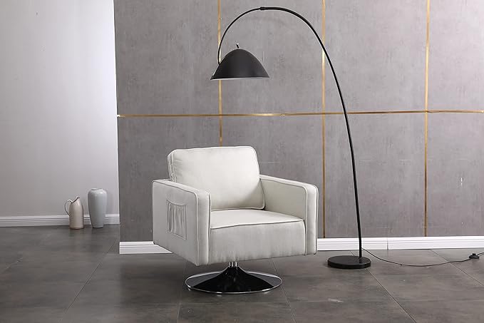 Generic Modern Linen Swivel Accent Chair Comfy Armchair with 360 Degree Swiveling for Living Room Bedroom Reading Room Home OfficeBeige