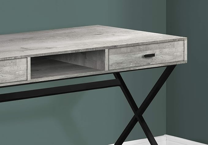 Computer Desk Home Office Laptop Storage Drawers 48 l Work Grey Laminate Black Metal Contemporary Modern