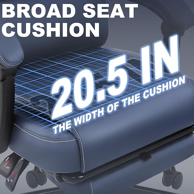 Misolant Big and Tall Office Chair with Footrest High Back Desk Chair with Linkage Armrest 90-155° Recline Executive Computer Chairs with Adjustable Height for Home