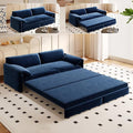 66'' Queen Pull Out Sofa Bed with Thickened Cushions 3-in-1 Convertible Velvet Sleeper Couch with Side Storage Loveseat Futon Lounge Recliner for Living Room Apartment Bedroom Small Space (Blue)