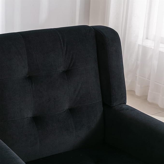 Generic Modern Soft Velvet Material Ergonomics Accent Chair Living Room Chair Bedroom Chair Home Chair with Black Legs for Indoor Home