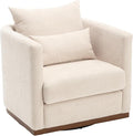 Swivel Barrel Chair Comfy Round Accent Sofa Chair for Living Room 360 Degree Swivel Barrel Club Chair Leisure Arm Chair for Nursery Hotel Bedroom Office Lounge (Beige)