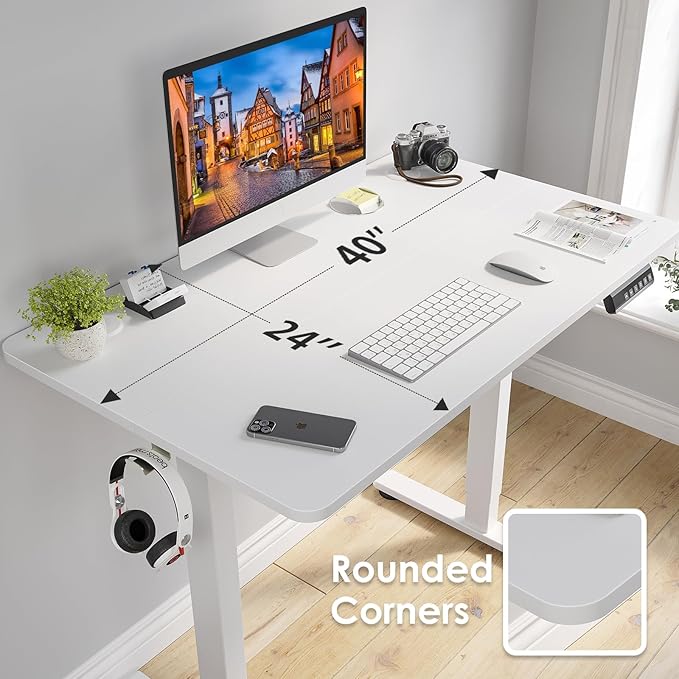 Stary Electric Standing Desk Adjustable Height Sit Stand Home Office Desk with Splice Board