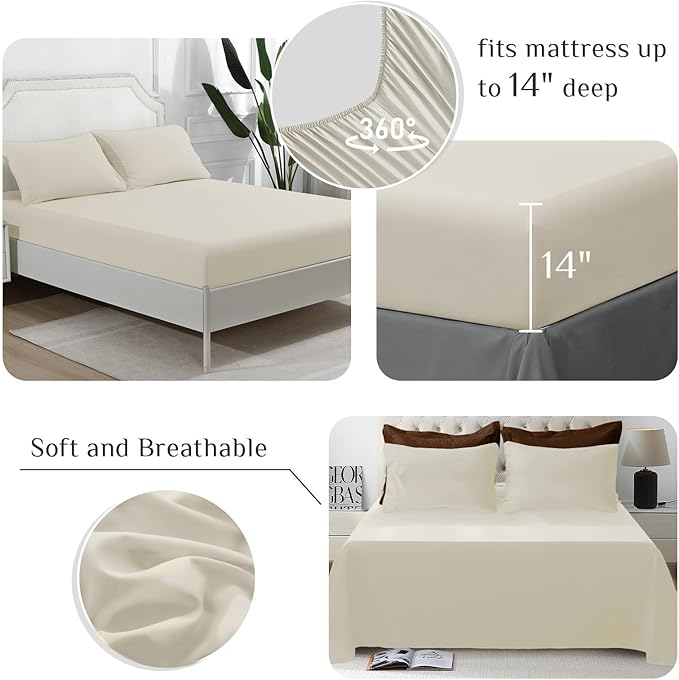 JOLLYVOGUE King Comforter Set Ultra-Soft Bed in a Bag King Size 7 Pieces Oeko-TEX Certified Bedding Set with Down Alternative Comforter Sheets Pillowcases &amp Shams Brown &amp Beige