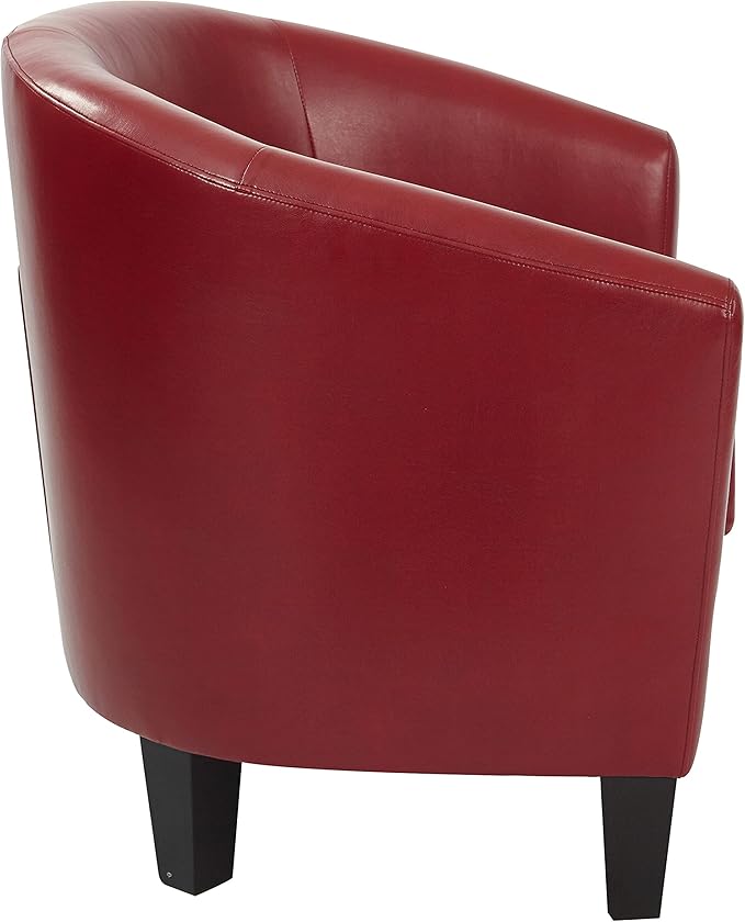 OSP Home Furnishings Ethan Tub Accent Chair with Dark Espresso Wood Legs Cranberry Faux Leather