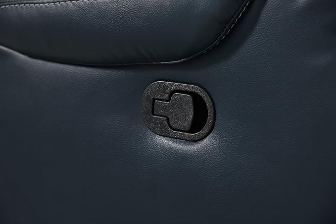 Manual Rocking Recliner Chair 36 Wide Black PU Leather with Diamond Stitching 350 lbs Capacity 90-165° Recline (Blue)