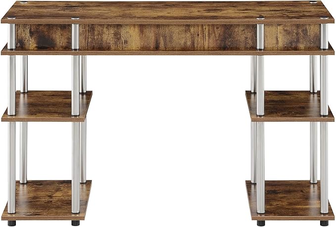 Convenience Concepts Designs2Go No Tools Desk Home Office Desk with Shelves Corner Shelf Vanity Desk Computer Desk Nail Table for Nail Tech - 47.25 L x 15.75 W x 30 H Barnwood