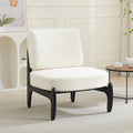 Qulomvs Modern Accent Chair Mid Century Accent Chair with Wooden Frame Upholstered Comfy Reading Chair Armless Side Sofa Chair for Living Room Bedroom (White Teddy Fabric)