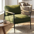 LukeAlon Mid-Century Linen Accent Chair Ultra Soft Living Room Chair with Metal Legs Modern Armchair Reading Nook Chair Lounge Chair Upholstered Comfy Leisure Chair for Bedroom Waiting Room Green