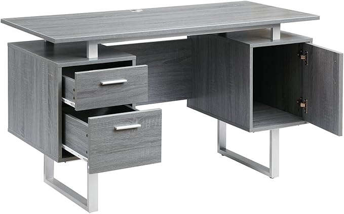 Techni Mobili Modern Office Desk with Storage Gray