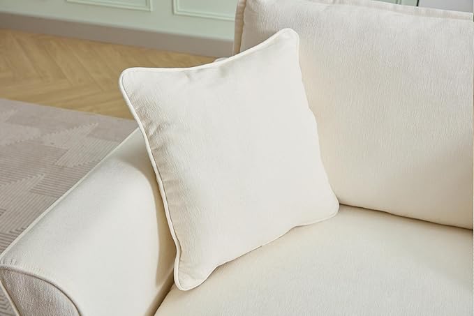 Chenille Fabric Oversized Armchair Modern Accent Chair Single Sofa with 2 Pillows and Washable Covers for Living Room Bedroom Office Apartment (Cream-46.9'')