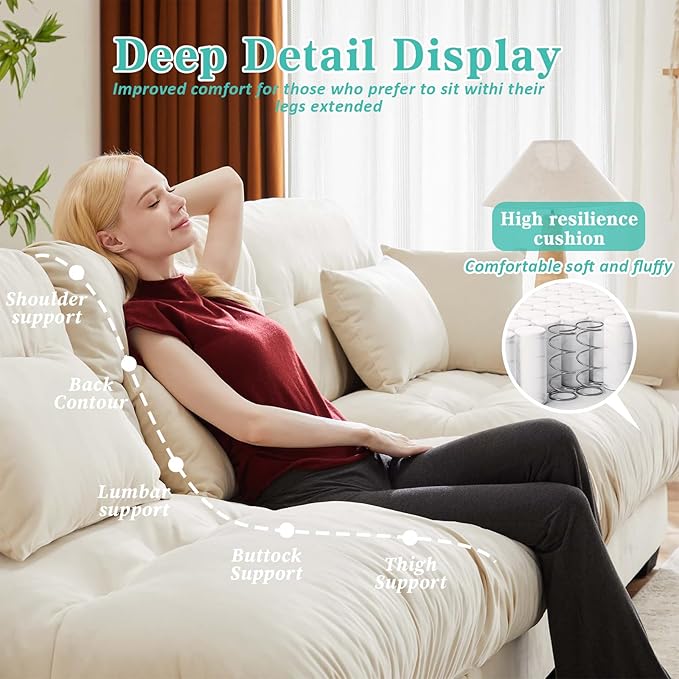SoarFlash SorFlash Sectional Sofas Couches for Living Room L Shaped Couch Sofa Set Small Couches for Small Spaces Apartment with Movable Ottoman Beige
