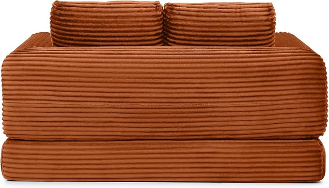 Foldable Boneless Love Seat Couches in a Box Modern Floor Foam Sleeper Sofa Bed 2-in-1 Convertible Cloud Sofa for Home Apartments Bedroom