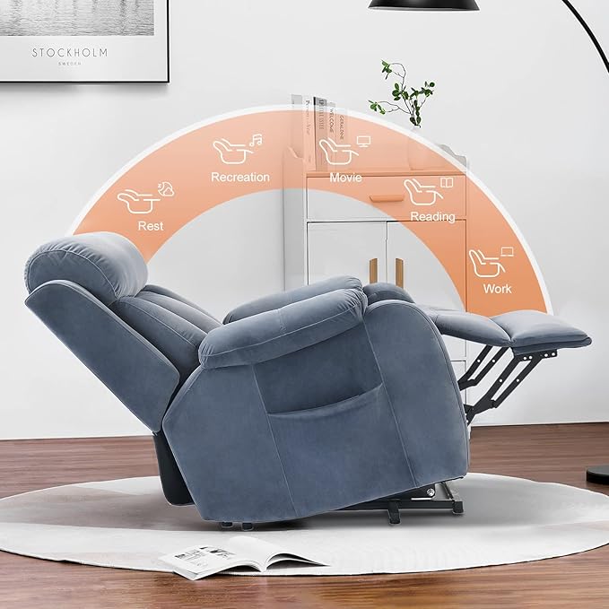 DAZONE Grey Small Power Lift Recliner Chair for Elderly - Quiet Motor Electric Recliner with Overstuffed Comfort with Space-Saving Design for Living Room Bedroom