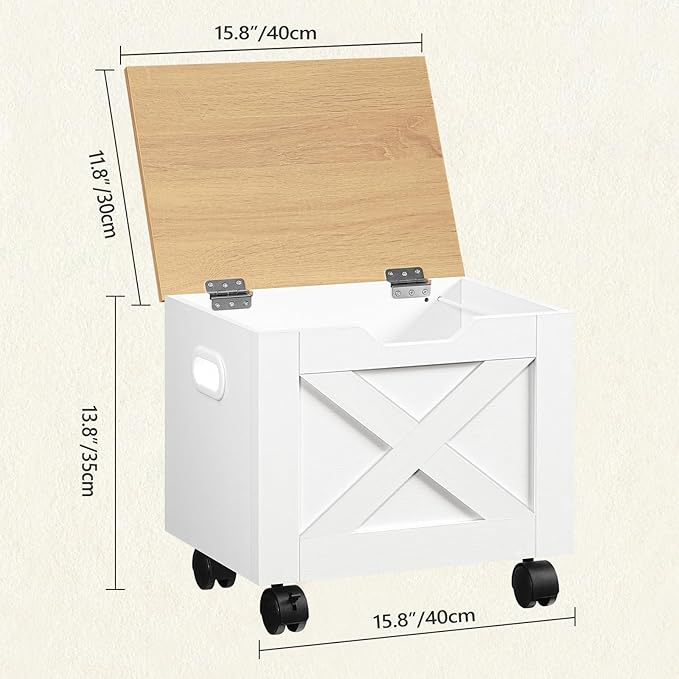 Rolling Filing Cabinet Small File Cabinet Under Desk with Single Drawer Hanging File Organizer for A4/Letter-Size Documents Organizer Box for Home Office White and Natural FCBN4001