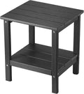 Outdoor Side TableDouble Layer Small Side TablesAll Weather Adirondack Side Table Waterproof Outdoor End Tables for PatioPoolPorch (Gray)