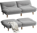 Homall Futon Sofa Bed Modern Loveseat Futon Couch with Adjustable Backrest and Armrests Sleeper Sofa Bed with Wood Frame for Living Room Office Apartment (Fabric French Grey)