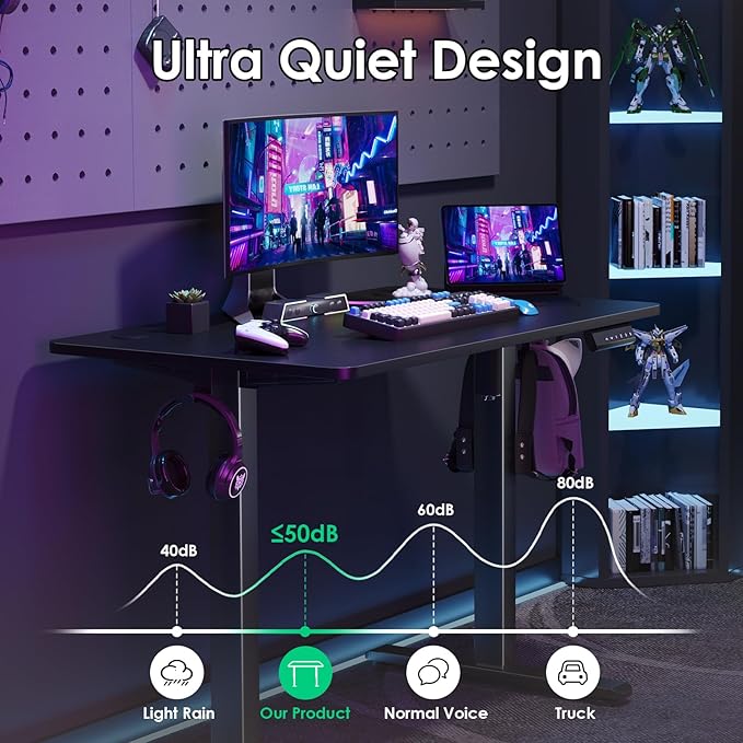 Soohow Electric Standing Desk 40 * 24 Inches Adjustable Computer Gaming Desk Stand up Office Desk for Home Office Bedroom Splice Board Black and Black
