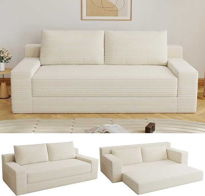 70.78 Loveseat Sofa Modern Small Corduroy Couch Comfy Deep Seat for Living Room Bedroom Home Office Apartment No Assembly Beige