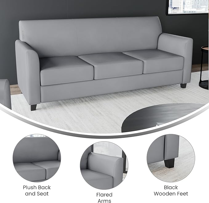 Flash Furniture HERCULES Diplomat Series Gray LeatherSoft Sofa