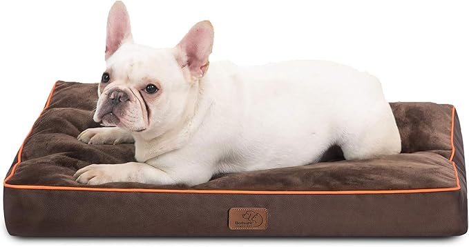 Bedsure Washable Dog Bed Medium Size Dog - 3 Inch Thicken Up to 45lbs Pet Mat Pillows with Removable Washable Cover Brown