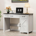 Farmhouse 47 Executive Desk Computer Desk with Drawers and Storage Cabinet Workstation Computer Desk for Home Office and Study(Black