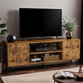 YESHOMY Modern TV Stand for 65 Television Entertainment Center with Two Storage Cabinets Retro Style Media Console for Living Room Bedroom Office 58 Inch Rustic Brown